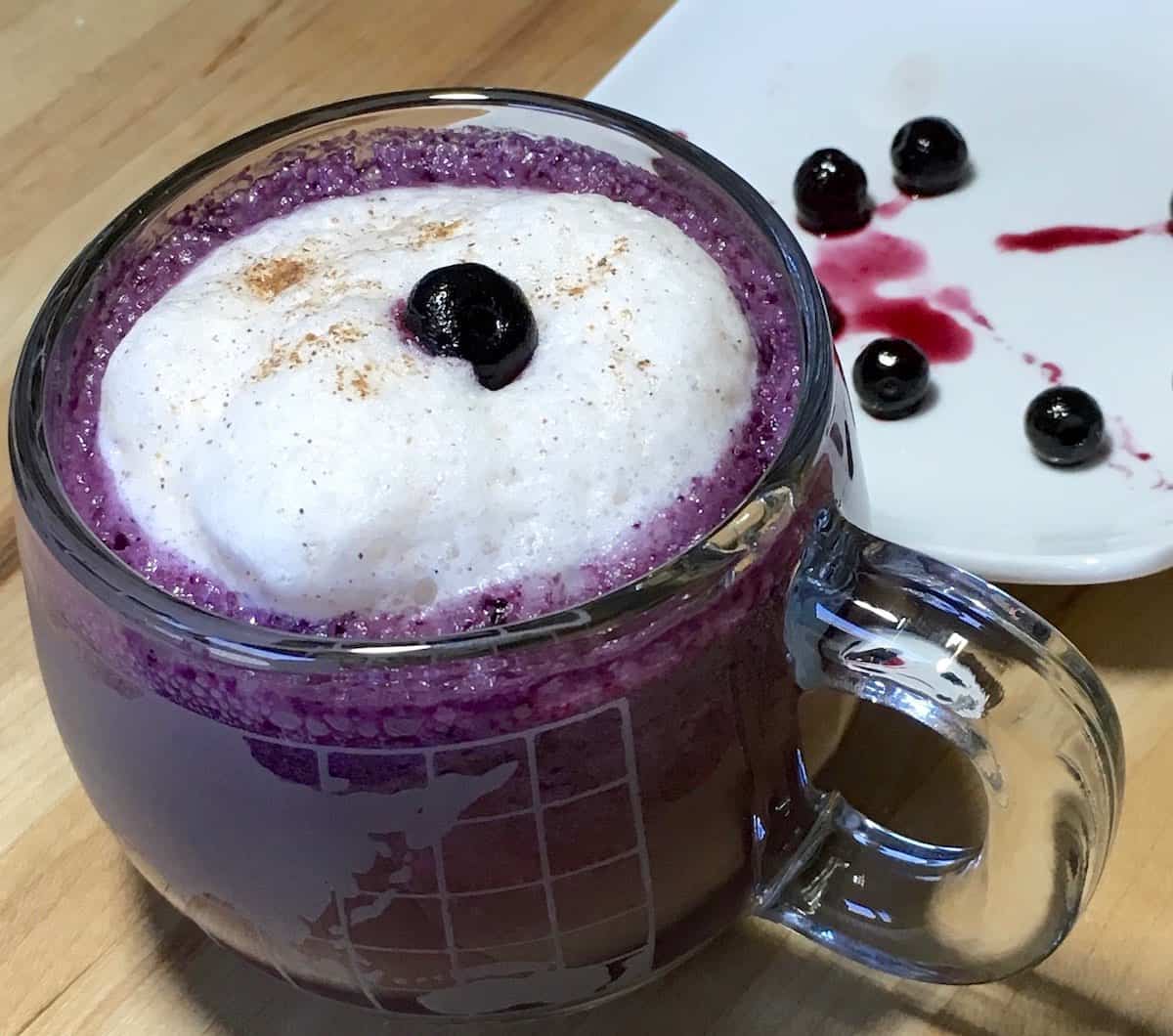 blueberry latte with wild blueberries