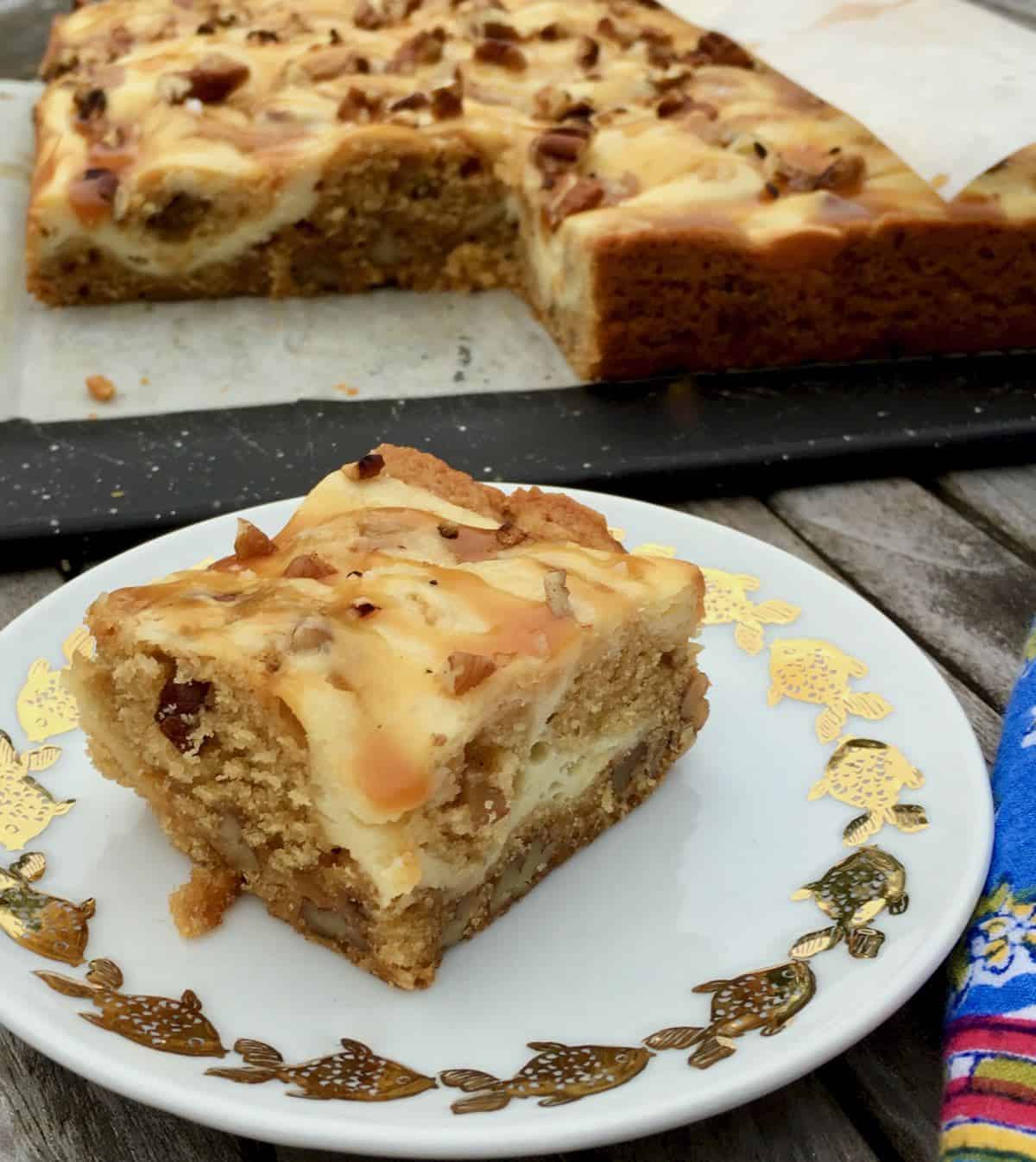 salted caramel cheesecake square