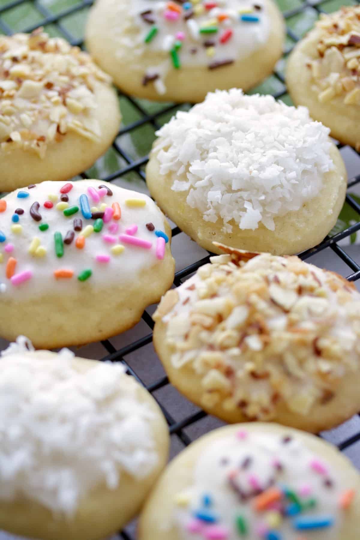 Italian cookies with sprinkles and coconut