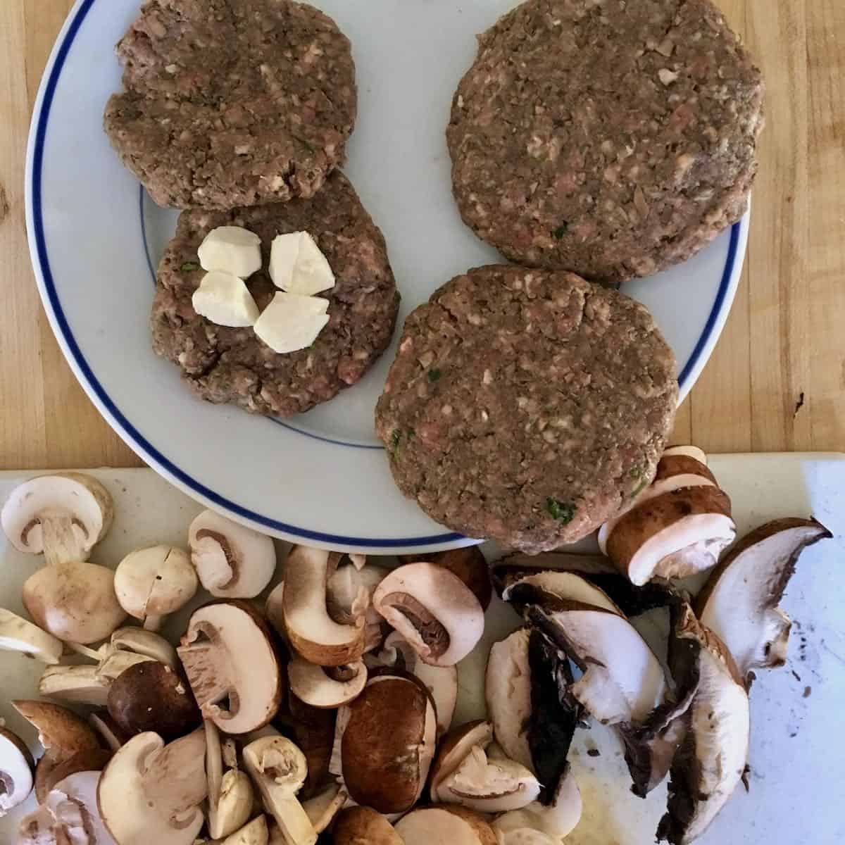 mushroom blend burger patties with cheese