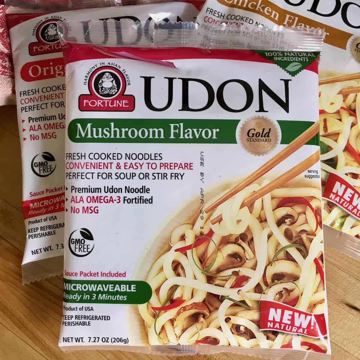 product shot of mushroom udon noodles